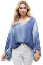 Load image into Gallery viewer, Hand Cloud Dye V-Neck Loose Fitting Top
