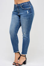 Load image into Gallery viewer, Plus Size Distressed Denim Jeans with Fringed
