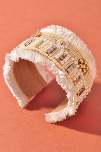 White Beaded Cuff Bracelet