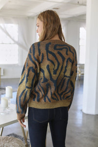 Tiger Print Long Sleeved Round Neck Sweater