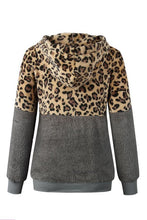 Load image into Gallery viewer, Gray and Leopard Print Teddy Bear Hoodie
