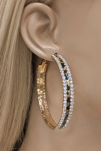 Leopard and Rhinestone Hoop Earrings