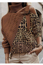 Load image into Gallery viewer, Color Block and Animal Print Sweater with Buckle Detail
