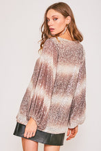 Load image into Gallery viewer, Ombre Sequin Blouse with Balloon Sleeves and V-Neck
