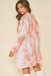 Peach Tie Dye Knit Cardigan