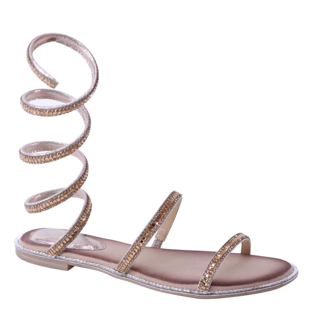 Rose Gold Rhinestone Gladiator Sandal