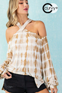 Tie Dye Criss-Cross Long Sleeved Top