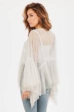 Load image into Gallery viewer, Polka Dot Sheer Top with Lace Detail and Flutter Wing Sleeves
